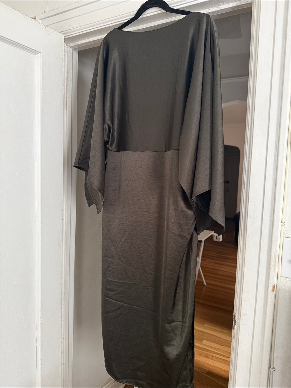 Olive Green Maxi Dress with Kimono Sleeves